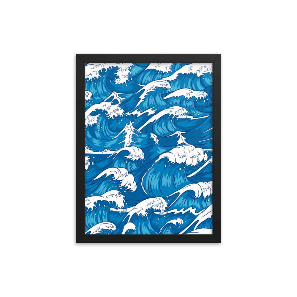 Waves Illustration - Framed Poster