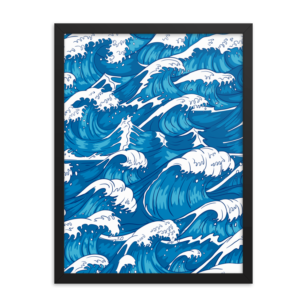 Waves Illustration - Framed Poster