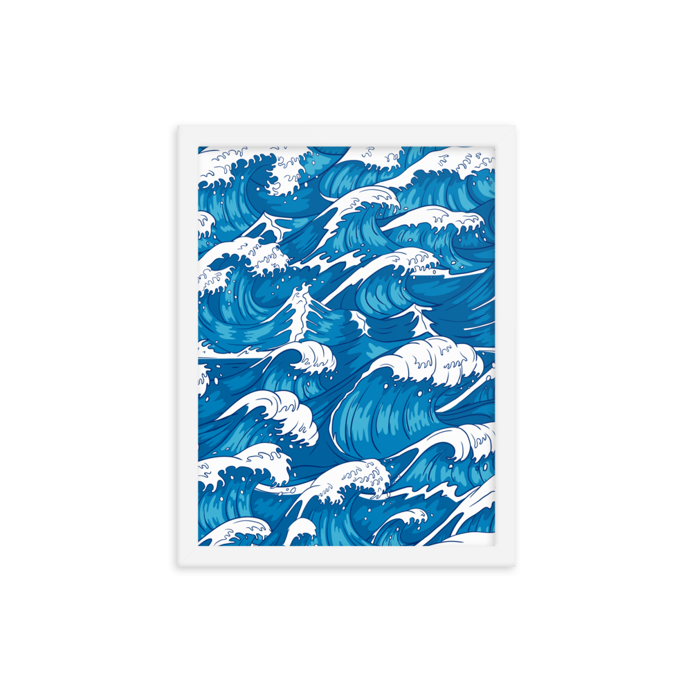 Waves Illustration - Framed Poster