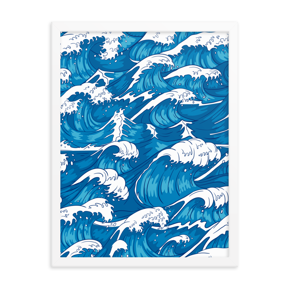 Waves Illustration - Framed Poster
