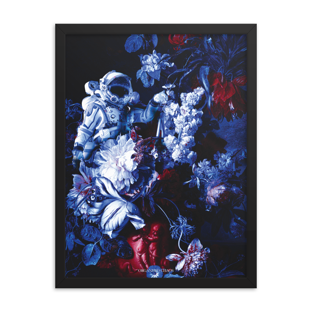 Blue Flower Astronaut - Framed Poster