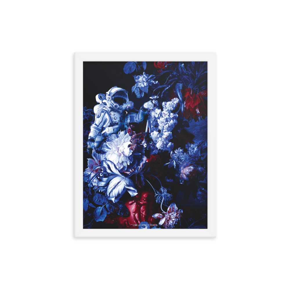 Blue Flower Astronaut - Framed Poster