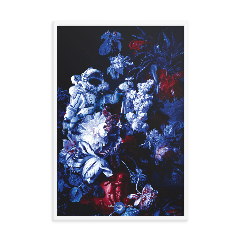 Blue Flower Astronaut - Framed Poster