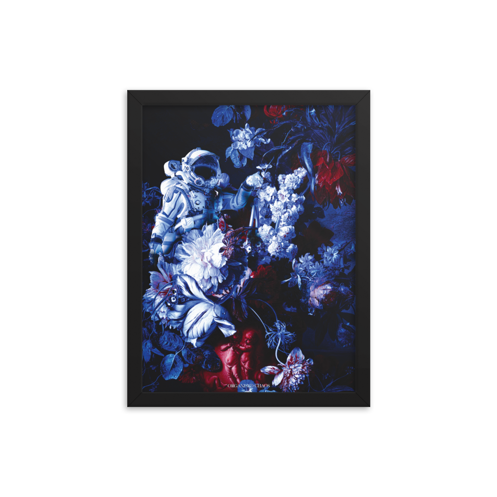Blue Flower Astronaut - Framed Poster