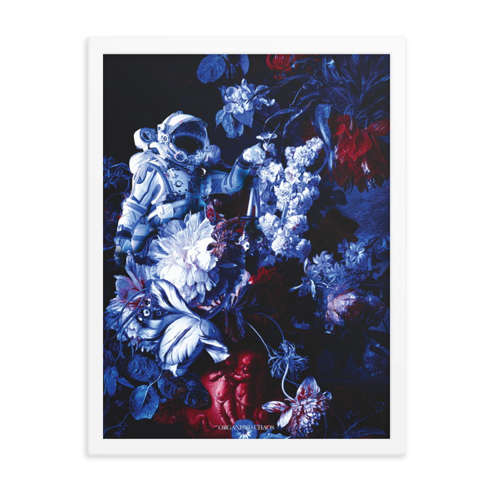 Blue Flower Astronaut - Framed Poster