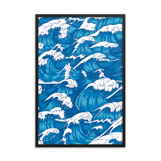 Waves Illustration - Framed Poster