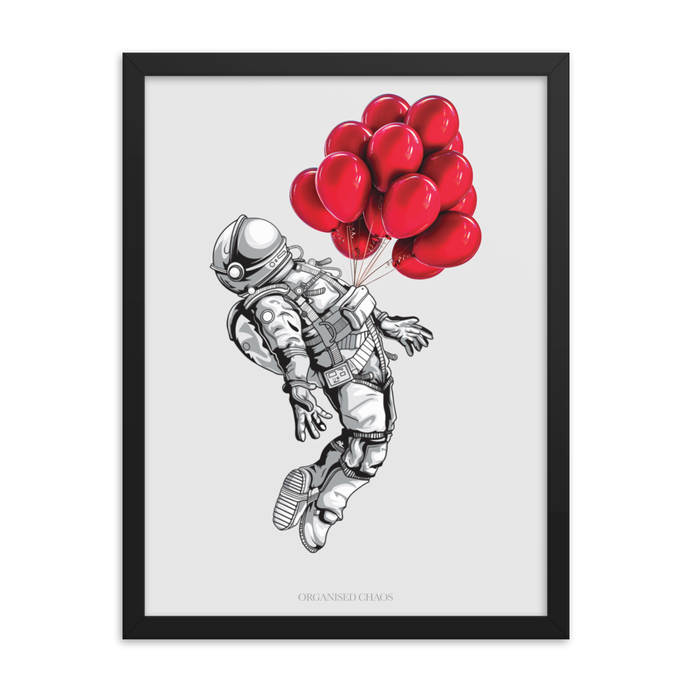 Balloons Astronaut - Framed Poster