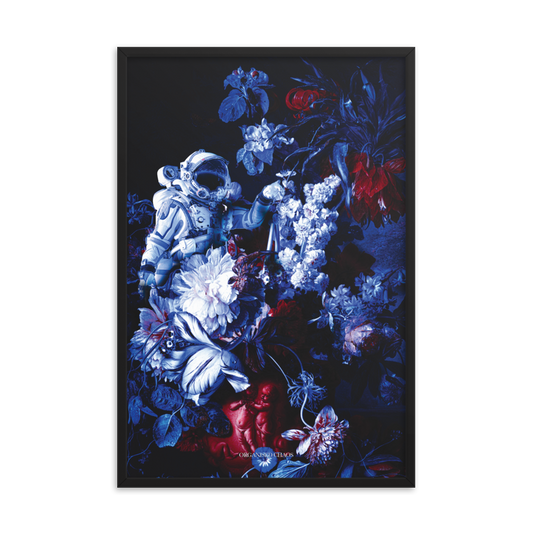 Blue Flower Astronaut - Framed Poster